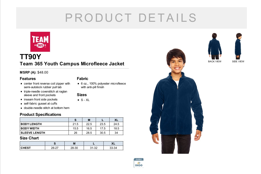 Youth Campus Microfleece Jacket with Embroidered Logo